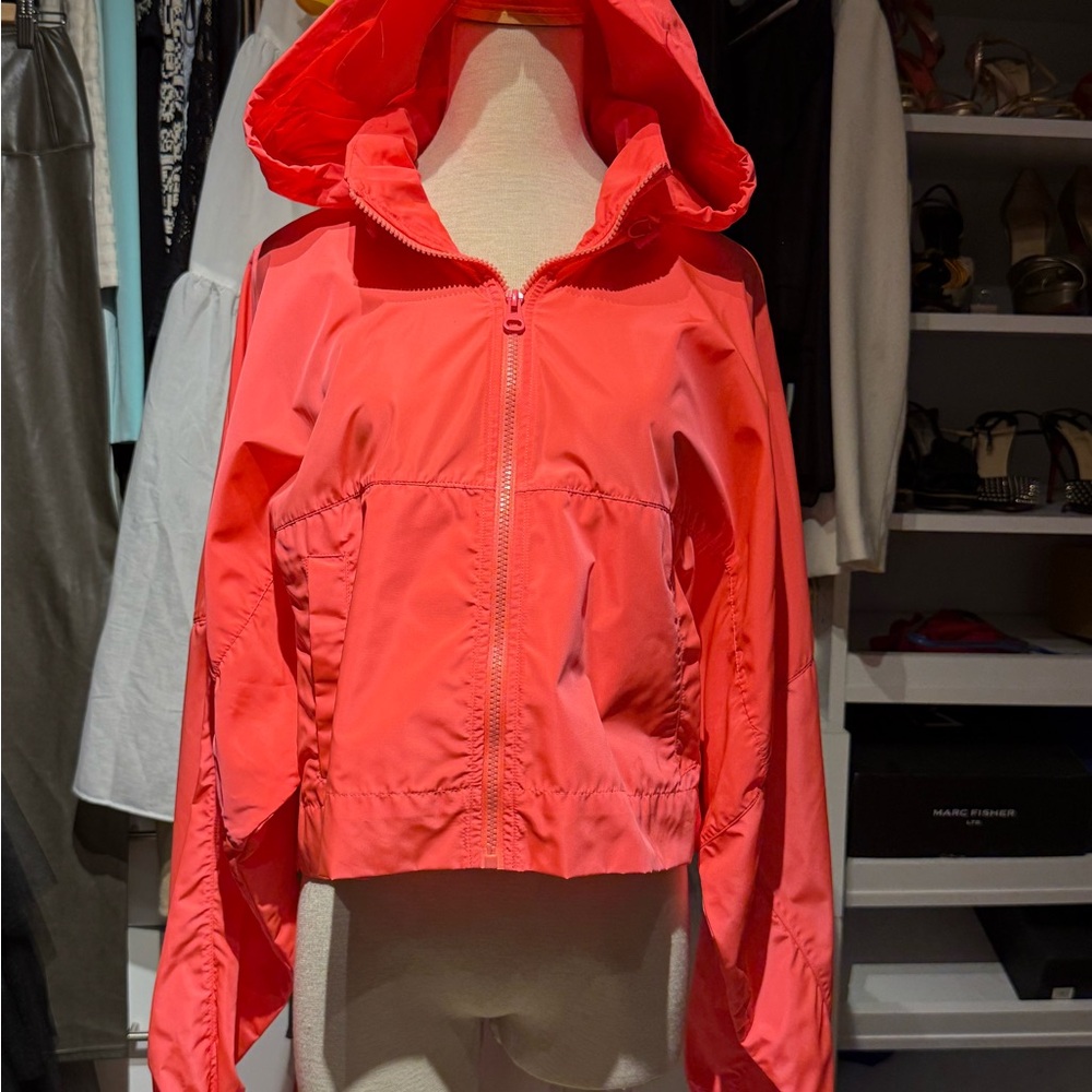 Zara Women's  Neon Pink Hooded Crop Jacket
